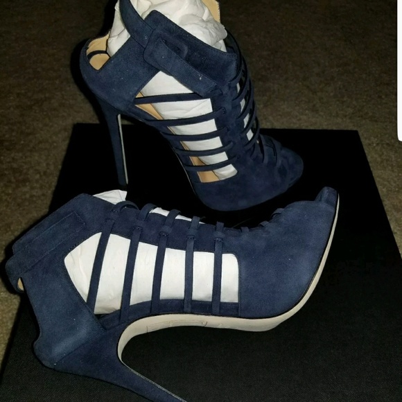 Giuseppe for Jennifer Lopez Jen Caged Navy suede - Picture 4 of 7